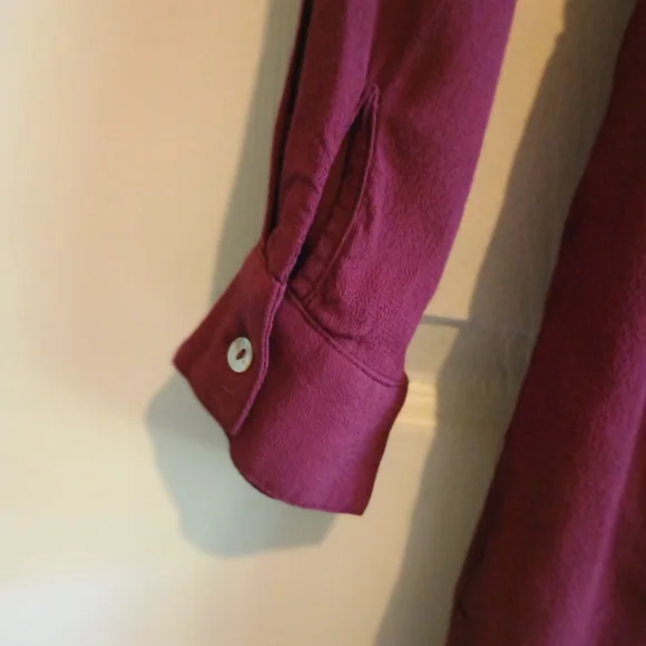 Very J Burgundy Romper M Long Sleeve Zip‎ Back Pockets Pleated Rayon Playsuit - Picture 12 of 14